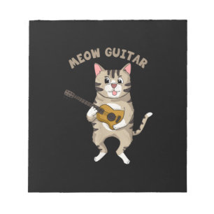 Gitarrist Meow Guitar Niedlich Cat Playing Gitarre Notizblock