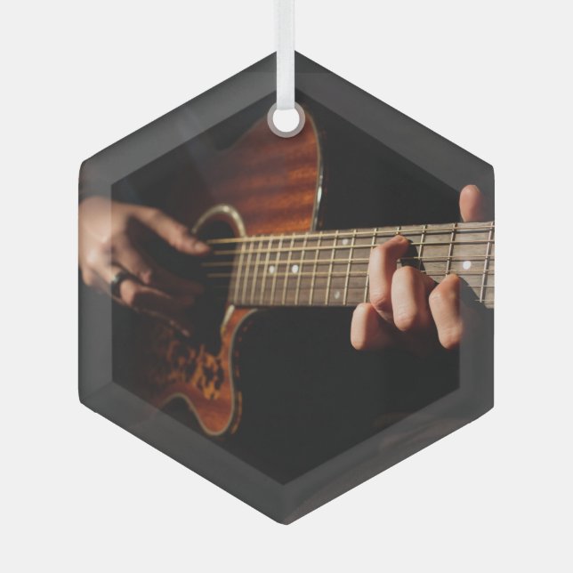 Gitarrist Music Musician Ornament Aus Glas (Vorderseite)