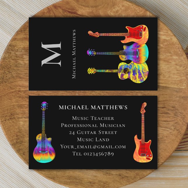 Gitarrist Musiker Custom Visitenkarte (Stylish guitar teacher musician custom business card)