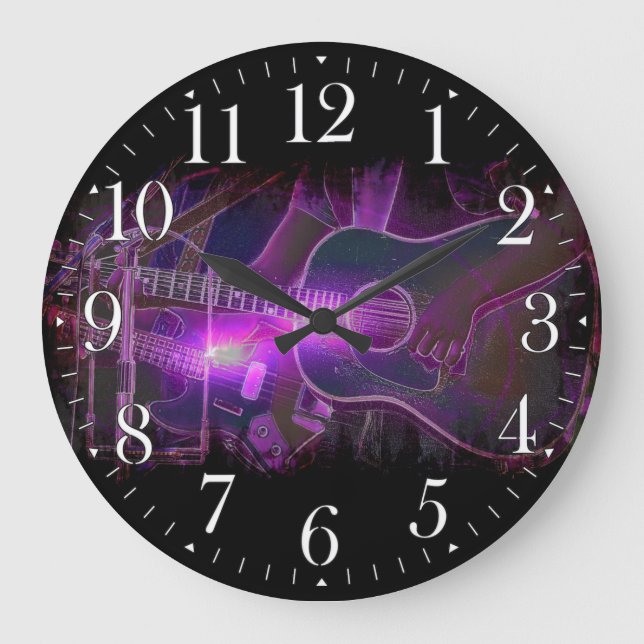 Gitarrist-Musikfreund-Wanduhr Große Wanduhr (Vorderseite)