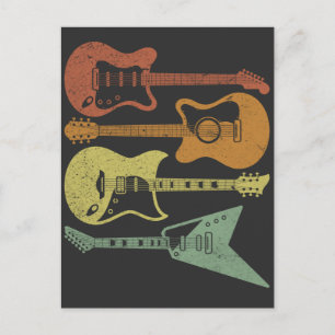 Gitarrist Retro-Musikinstrumente Vintage-Gitarre Postkarte