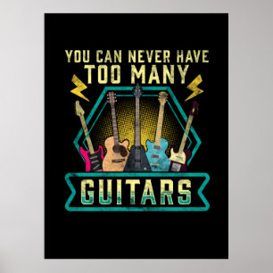 Gitarrist Sie können nie zu viele Gitarren Xmas ha Poster