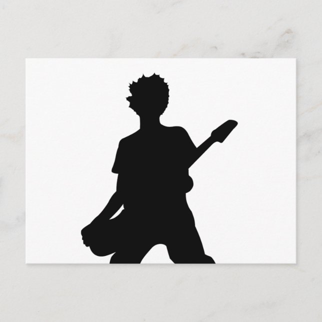 Gitarrist Silhouette - B&W Postkarte (Vorderseite)