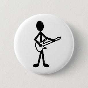 Gitarrist Strichmännchen Button