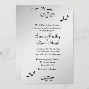 Gitarrist Theme Wedding Invitation 5" x 7" Einladung