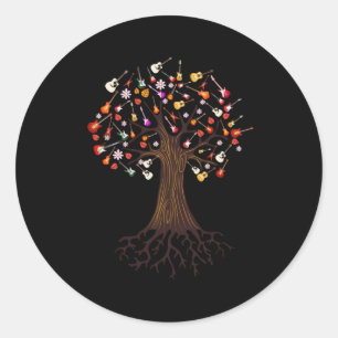 Gitarrist Tree Guitar Birthday Runder Aufkleber