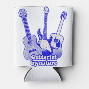 Gitarrist von Natur aus. Retro-blaue Gitarre Dosenkühler