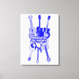 Gitarrist von Natur aus. Vintage blaue Gitarre Leinwanddruck