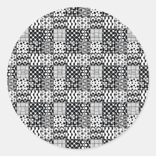 Gitter der geometrischen Schwarz-Weiß-Muster, 01 Runder Aufkleber