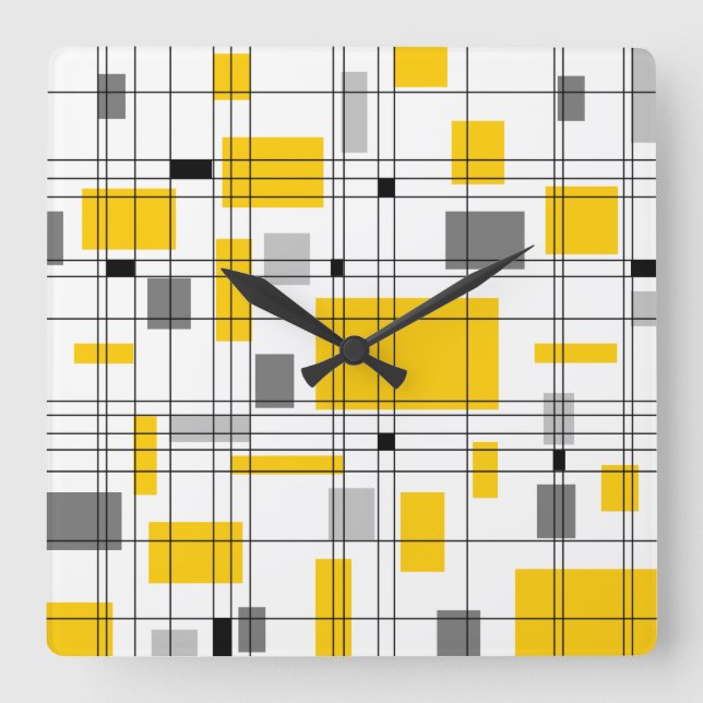 Gitter des mittleren Jahrhunderts Quadratische Wanduhr (Vorderseite)