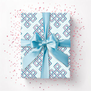 Gitter Endlosknoten Texturiert in Rosa und Aqua Geschenkpapier