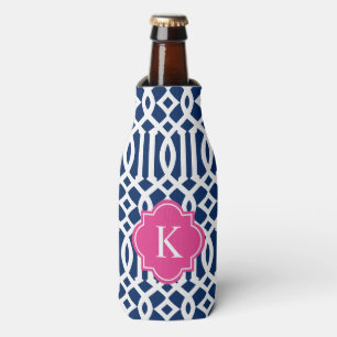 Gitter im Rosa u. Flasche der Marine-  cooler Flaschenkühler