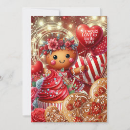 Gitter & Spitzen Valentine Gingerbret Party Einladung
