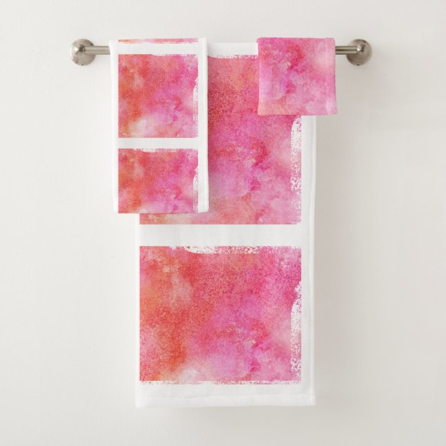Gitter-und Marmor-Effekt-Rosa und Orange Badhandtuch Set (Insitu)