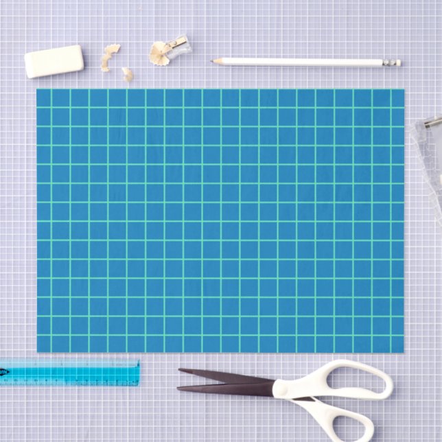 Gittermuster in Blau und Mintgrün Seidenpapier (Handwerk)