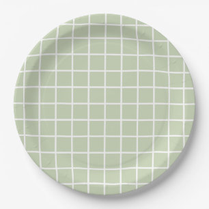 Gittermuster Pastel Grün Kariert Pappteller