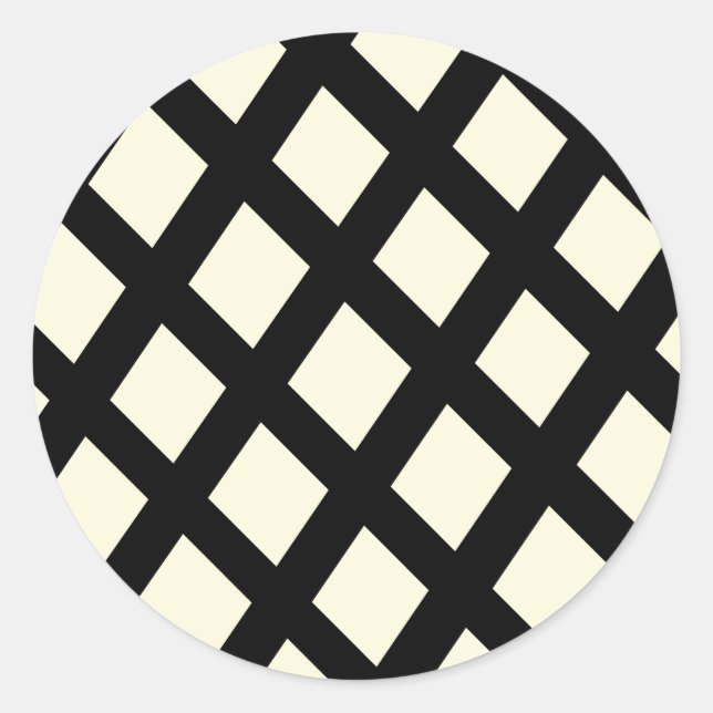 Gitterrunde Aufkleber (Creme & Schwarz) (Vorderseite)