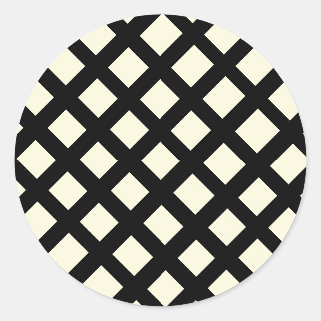 Gitterrunde Aufkleber (Creme & Schwarz) (Vorderseite)