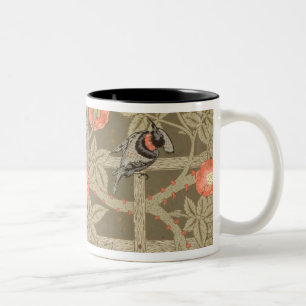 Gittertapetenentwurf mit einem Flaschengrün backg Zweifarbige Tasse