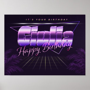 Giulia Vorname lila retro Poster Geburtstag