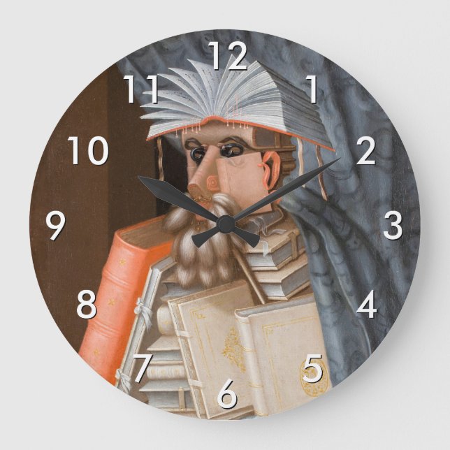 Giuseppe Arcimboldo - Der Bibliothekar Große Wanduhr (Vorderseite)