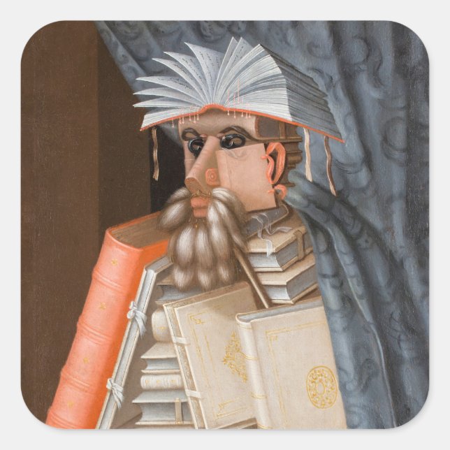Giuseppe Arcimboldo - Die Bibliothekare Quadratischer Aufkleber (Vorderseite)