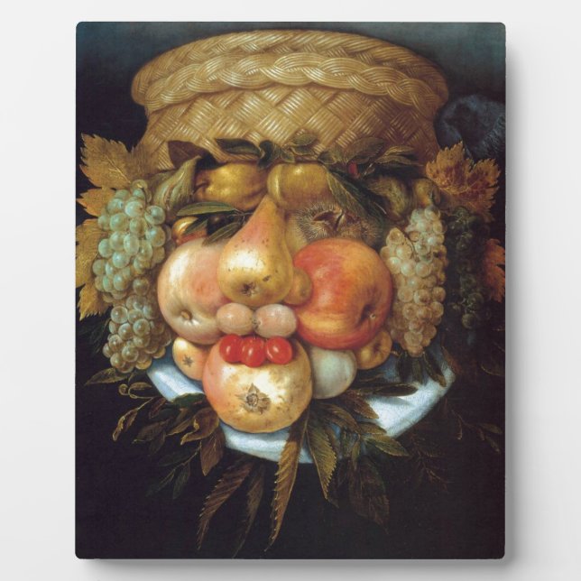 Giuseppe Arcimboldos reversibler Kopf mit Korb Fotoplatte (Vorderseite)