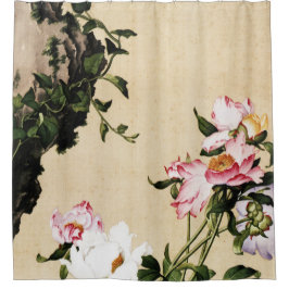 Giuseppe Castiglione - Paeony Fine Art Duschvorhang