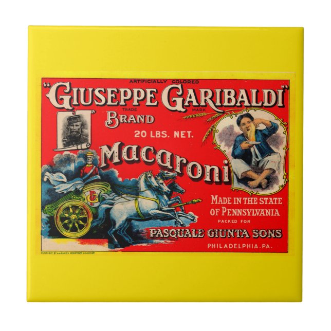 Giuseppe Garibaldi Makaroni-Etikett der 1920er Jah Fliese (Vorderseite)