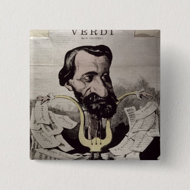 Giuseppe Verdi, Karikatur, 1860's Button (Vorderseite)