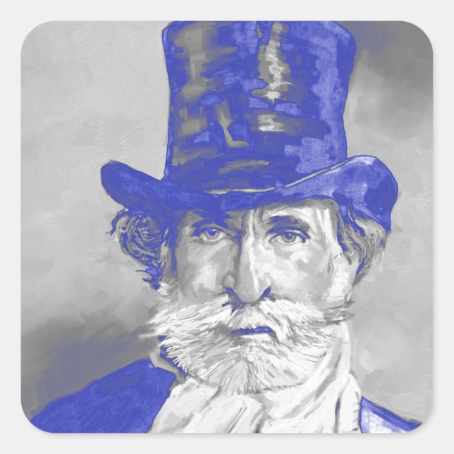 Giuseppe Verdi Quadratischer Aufkleber (Vorderseite)