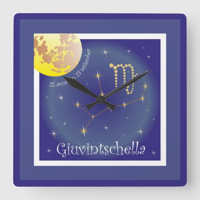 Giuvintschella 23 avust fin 23 settember quadratische wanduhr (Vorderseite)