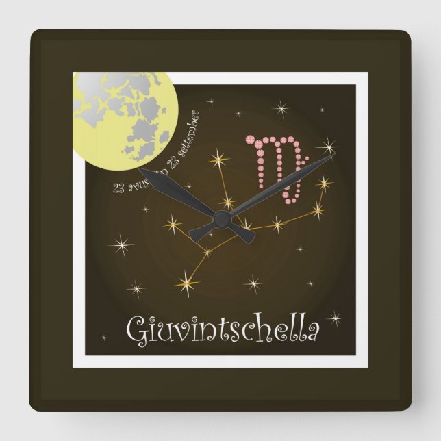 Giuvintschella 23 avust fin 23 settember quadratische wanduhr (Vorderseite)
