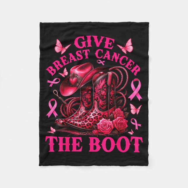 Give Breast Cancer The Boot Cowgirl Cancer Awarene Fleecedecke (Vorderseite)