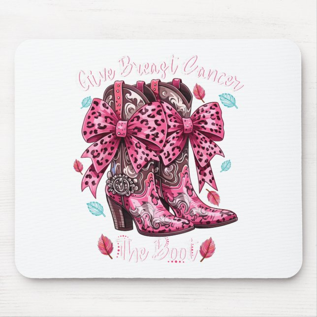 Give Breast Cancer The Boot Nk Cowgirl Western Tee Mousepad (Vorne)