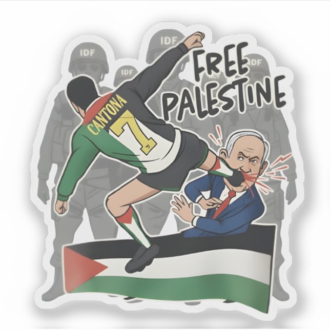 Give Netanyahu The Boot Free Palestine caricature  Aufkleber (Vorderseite)