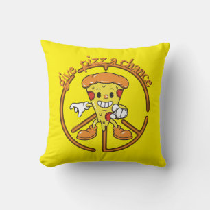 GIVE PIZZA A CHANCE funny pizza pun gift idea      Kissen