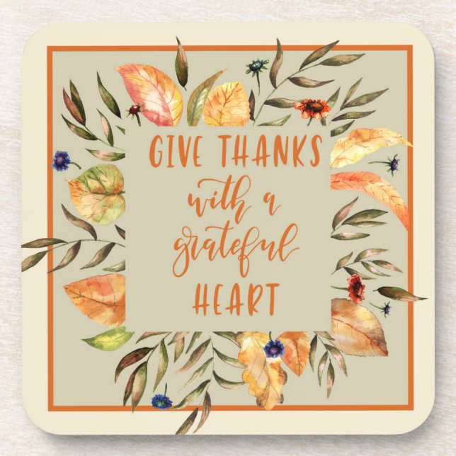 Give Thanks - Autumn Wreath Coaster Untersetzer (Vorderseite)
