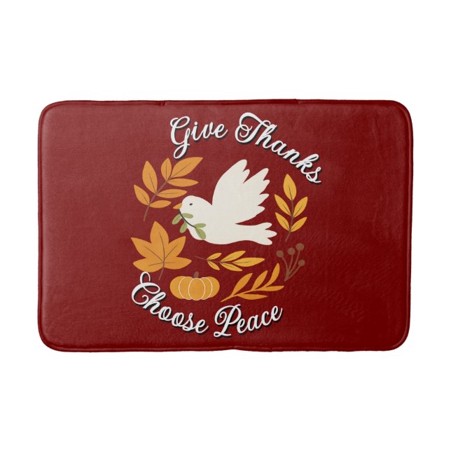 'Give Thanks, Choose Peace' Bath Mat Badematte (Vorderseite)