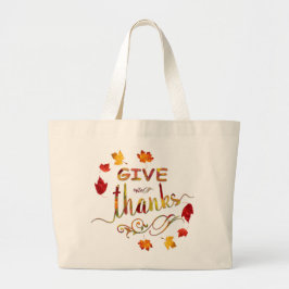 Give Thanks Fall Rustic Thanksgiving Monogram Jumbo Stoffbeutel