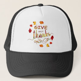 Give Thanks Fall Rustic Thanksgiving Monogram Truckerkappe