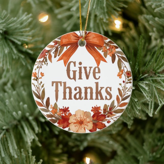 Give Thanks Keramik Ornament (Baum)