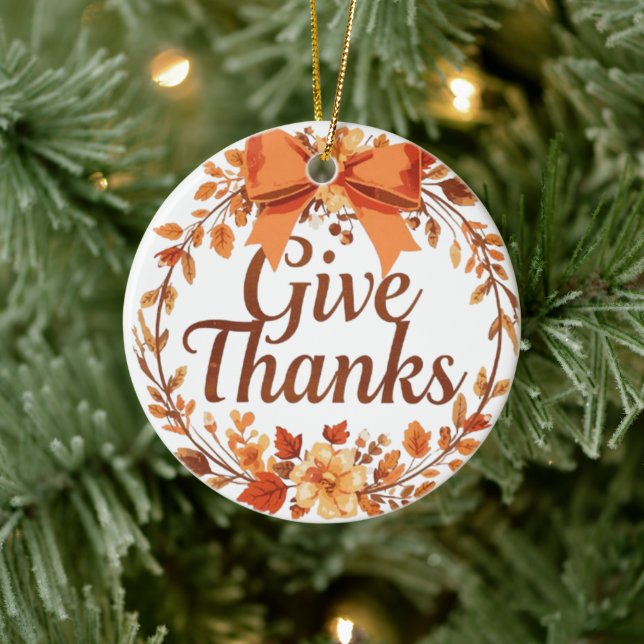 Give Thanks Keramik Ornament (Baum)