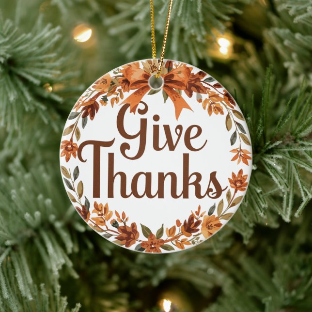 Give Thanks Keramik Ornament (Baum)