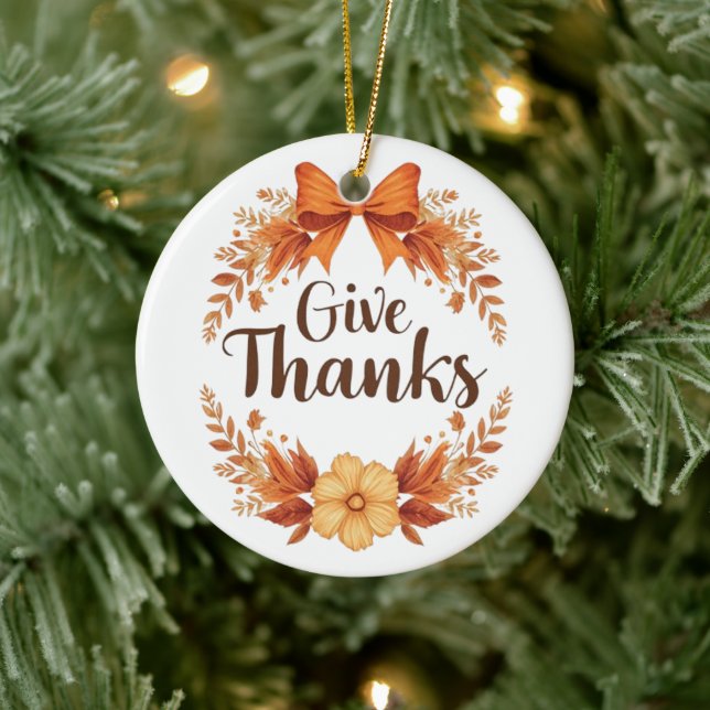 Give Thanks Keramik Ornament (Baum)