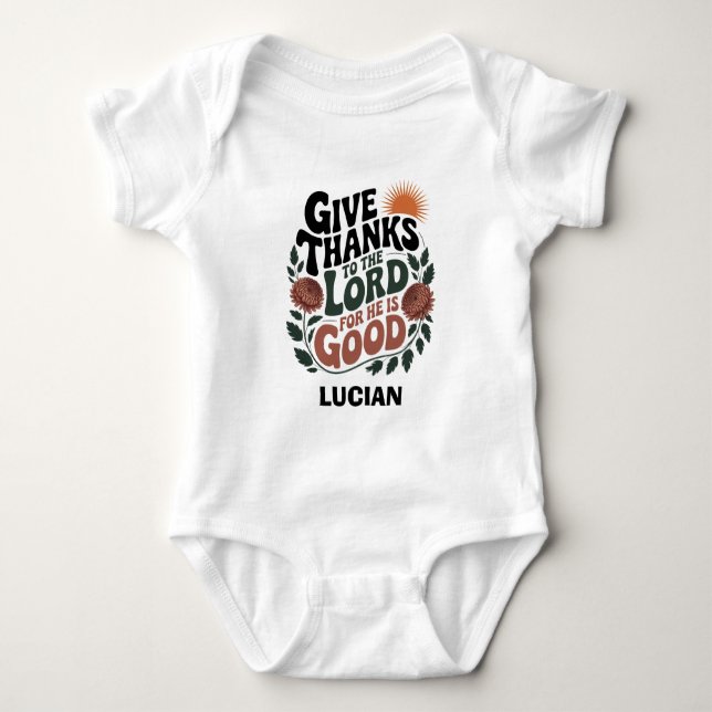 Give Thanks - Personalized Christian Baby Strampler (Vorderseite)