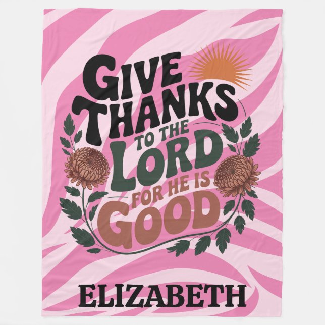 Give Thanks - Personalized Christian Fleecedecke (Vorderseite)