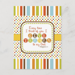 GIVE THANKS Scripture Verse Postcard Postkarte