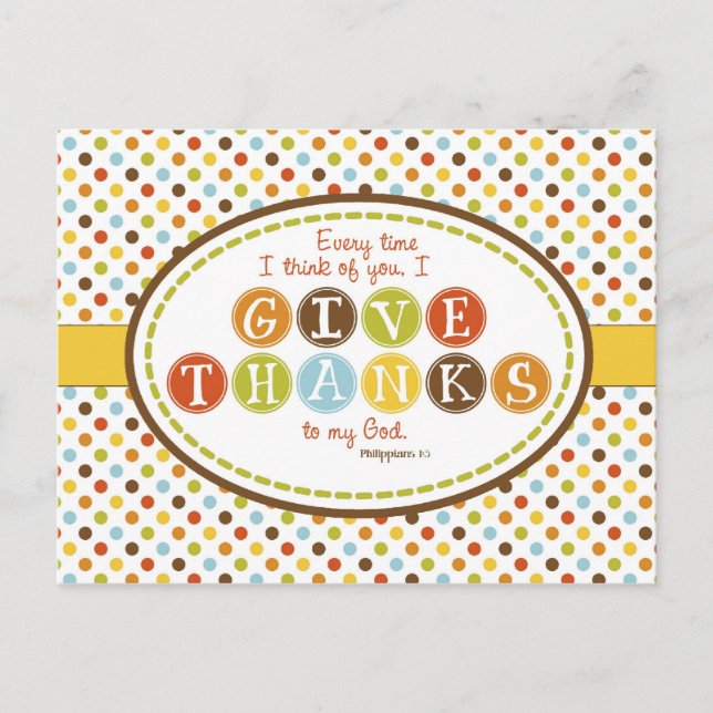 GIVE THANKS Scripture Verse Postcard Postkarte (Vorderseite)