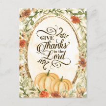Give Thanks to the Lord Autumn Flowers & Pumpkins